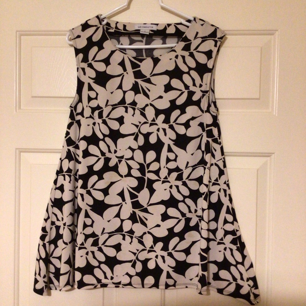 Liz Claiborne Small Black Beige Sleeveless Top